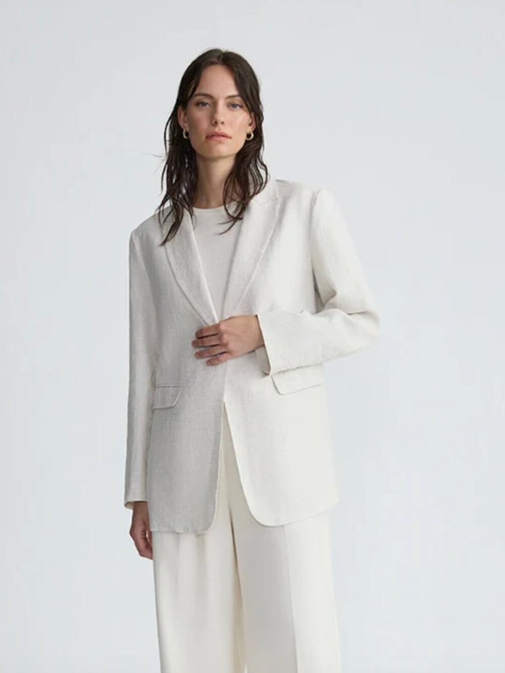 The Curated Classic Blazer Linen Light Beige XXS NWT